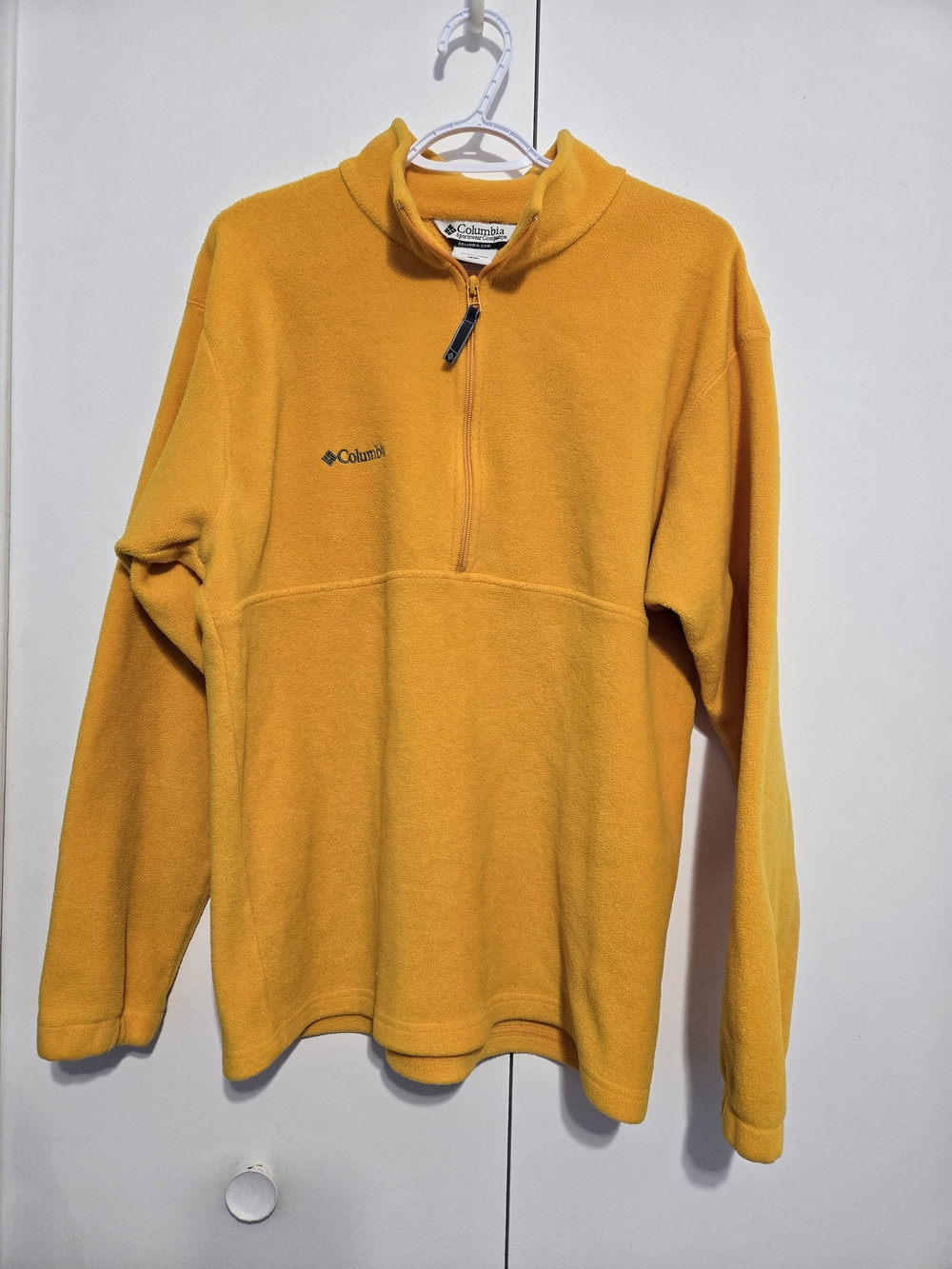 Columbia Fleece Pullover Men’s Large Yellow 1/4 Zip Jacket Outdoor Hiking
